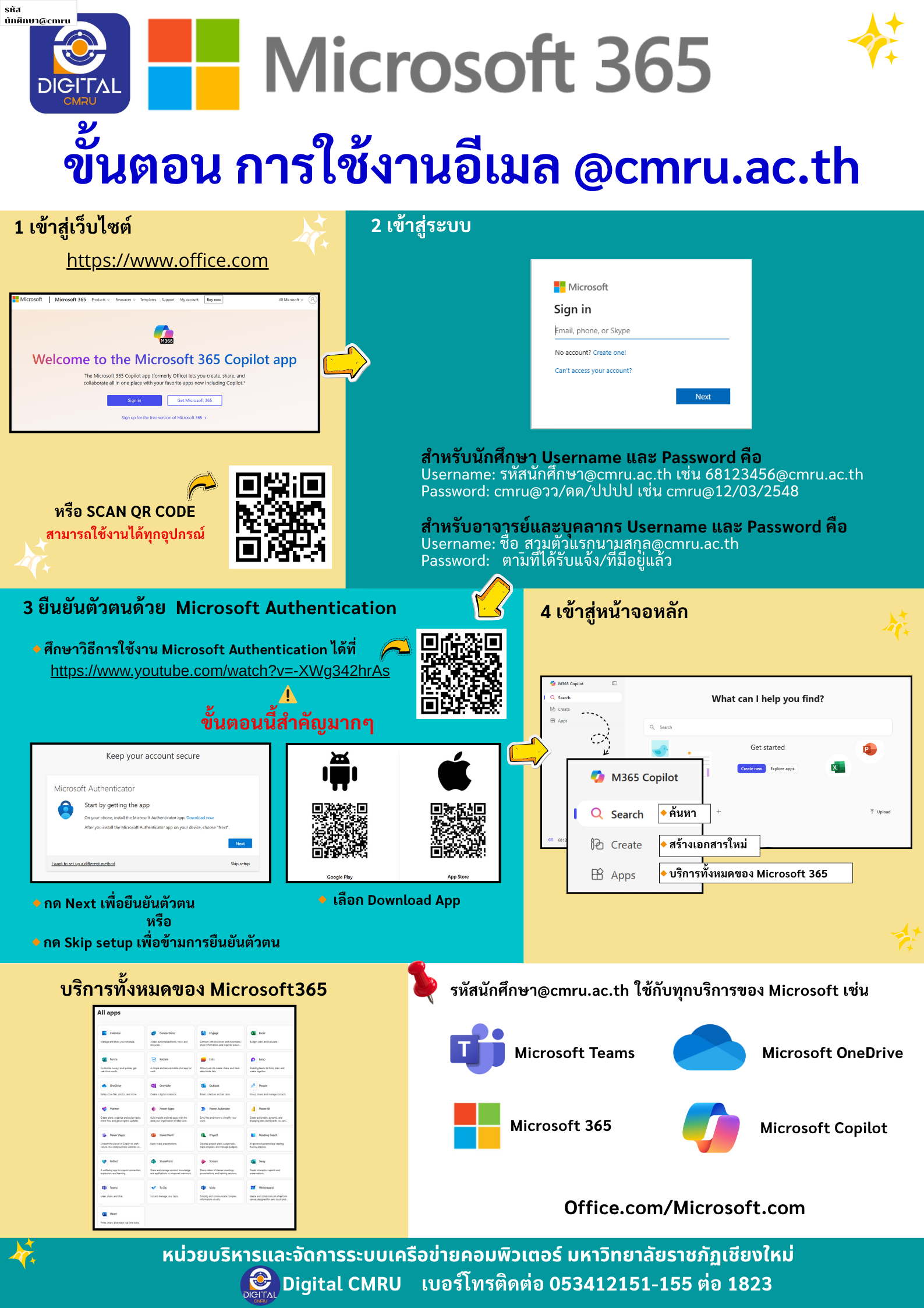 แนะนำการใช้งาน Email ของมหาวิทยาลัยซึ่งประกอบไปด้วย @cmru.ac.th และ @g.cmru.ac.th
